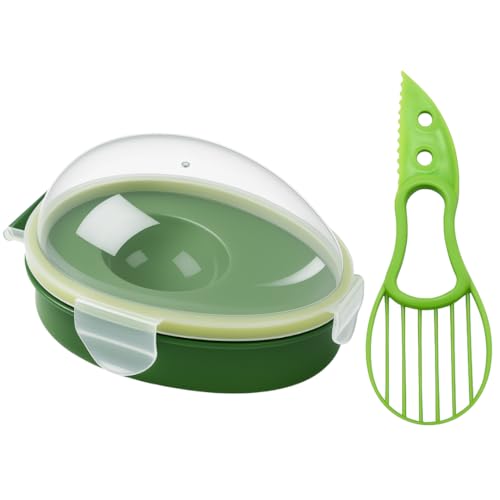 Pack 2 en 1 Aguacate cortador y recipiente aguacate, cuchillo aguacate para hueso aguacate y Envase para Guardar aguacate para nevera con tapa hermética