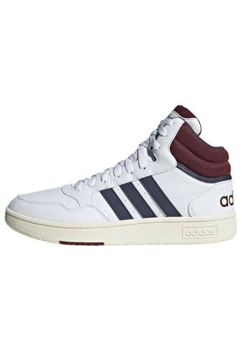 Adidas Homme Hoops 3.0 Mid Lifestyle Basketball Classic Vintage Shoes, Cloud White/Shadow Navy/Shadow Red, 42 EU