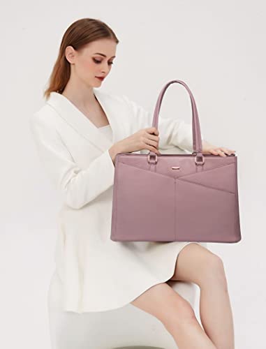 Image of Laptop Tote Bag for Women 15.6 Inch Waterproof Leather Computer Laptop Bag Women Business Office Work Bag Briefcase Large Travel Handbag Shoulder Bag