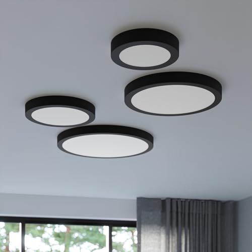 Plafonnier LED 3000K Sollux Onyx noir 40cm à éclairage diffus homogène