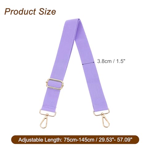 Image of uxcell Wide Shoulder Strap, 3.8cm Adjustable Purse Strap Replacement Crossbody Strap for Shoulder Bag Handbag, Purple, Light Gold Pull Core Buckle