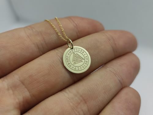 Collier Valknut viking pendentif pièce argent sterling plaqué or chaîne 45cm