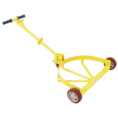Carrello a tamburo in acciaio resistente con 3 ruote, capacità 544 kg, per spostare fusti e barili in ambienti industriali