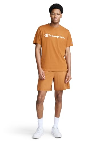 Image of Champion Men's Graphic Short Sleeve T-Shirt, Standard Fit, Classic Script Logo, Midweight 100% Cotton