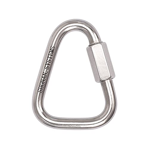 Shonan Delta Quick Link, Large Stainless Steel 3.5 Inch Triangle Quick Links Heavy Duty Triangle Carabiners Marine Grade, 1 Pack, 2300 Lbs Capacity #TOP14