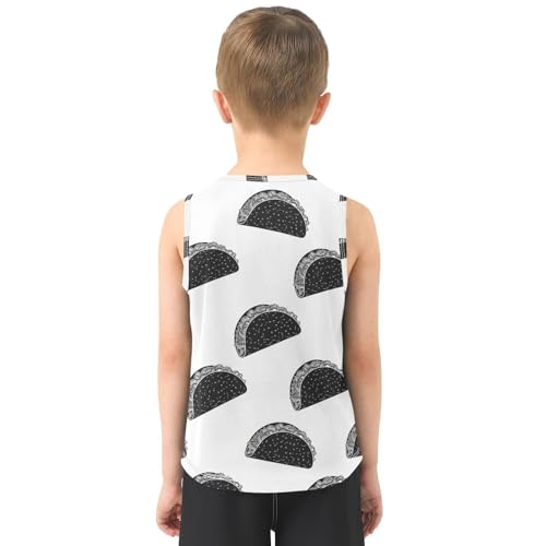 J JOYSAY Cartoon Taco White Boys Tank Top Sleeveless Muscle Shirts Quick Dry Sport Active Workout Kids T-Shirts 3-15T3
