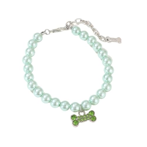 GIEOKDWO犬の首輪 ベーシック おしゃれ かわいい いぬ くびわ 犬用品 ライト 小型から中型の猫 ネックレスジュエリー (グリーン)