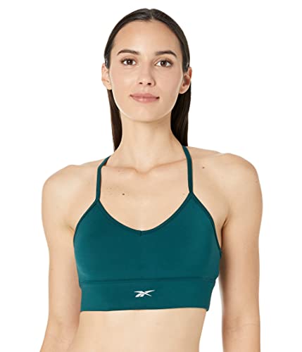 Image of Reebok Women's Satin 91% PES /9% El-Interlock-Hydrophilic Finish /Print-Digital Sublimation-Disperse Classic Workout Sports Bra