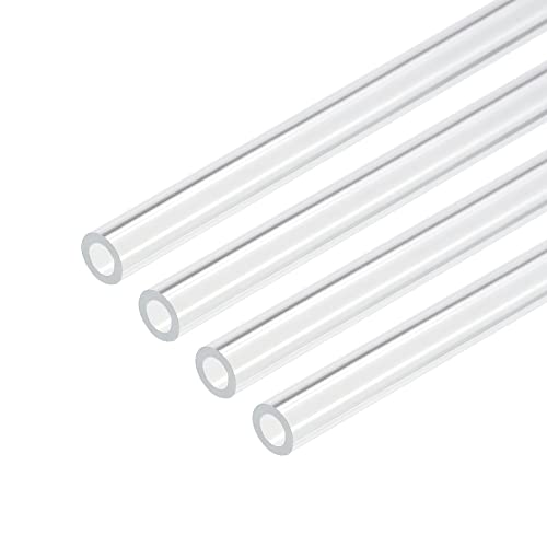 sourcing map 4 Stück PVC Transparent Rohr, Innendurchmesser 6mm Durchmesser 10mm LÄNGE 250mm Acryl Kunststoffrohr für Lampenbau, Stehlampen, Möbel