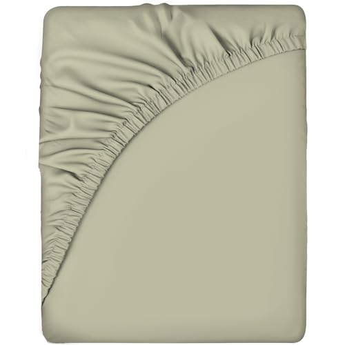 Sleepdown Fitted Sheet Super Soft Cosy Easy Care Polycotton Bed Linen Luxury Bedding Bedsheet 25cm Deep Non Iron - Ivory - Double