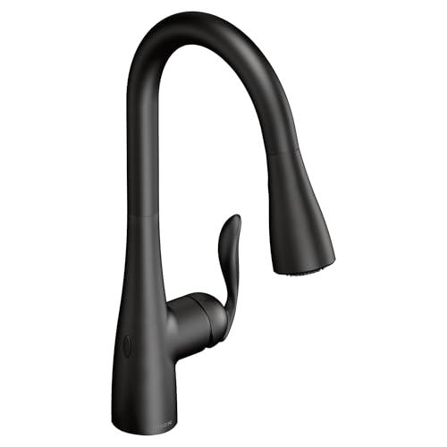 Image of Moen Arbor Matte Black Motionsense Wave Sensor Touchless One-Handle Pulldown Kitchen Faucet Featuring Power Clean, 7594EWBL