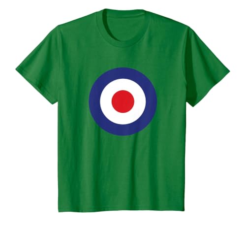 Mod Target Circle Music Logo | Retro Air Force RAF Roundel T-Shirt, Youth, Kelly Green, Medium