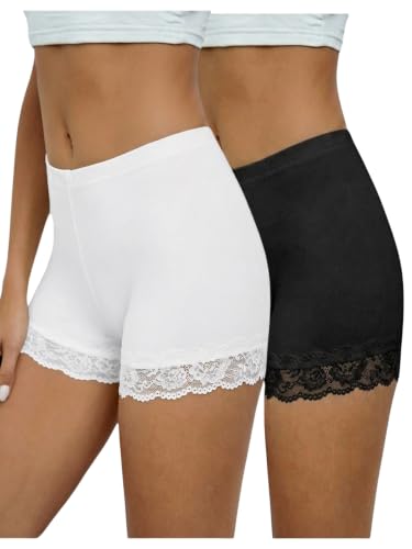 Image of MakeMeChic Women's Summer Lace Trim Shorts Biker Under Dresses