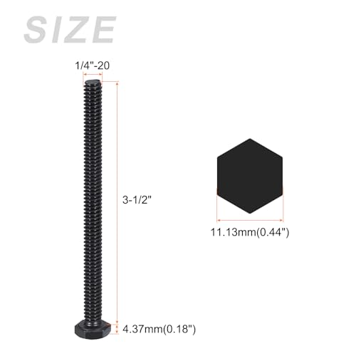 Image of METALLIXITY Hex Head Bolts (1 /4-20 x 3-1 /2 inch) 20Pcs, 304 Stainless Steel 18-8, Fully Threaded, External Hex Drive, Hex Head Screw Bolt, Black Oxide