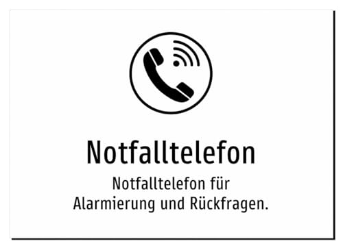 Notfalltelefon - Notfalltelefon für Alarmierung und Rückfragen. – Aufkleber A2: 594x420mm – Mit Graâ€¦ – Miniatur