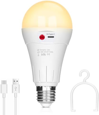 2 Ampoules LED Rechargeables USB-C Avec Télécommande - E27 1600mAh | Éclairage D'Appoint Camping Ou Urgence