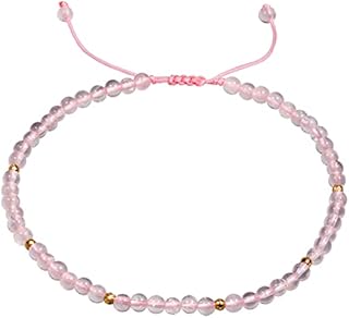 Jewboo Gemstone Foot Anklet Bracelet for Women Beaded Stone Healing Energy Crystal Beach Foot Jewelry Adjustable(8.5-10 Inches)