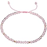 Jewboo Moonstone Obsidian Lapis Lazuli Anklet Bracelet for Women Gemstone Healing Energy Crystal Beach Foot Beaded Jewelry Adjustable(8.5-10 Inches) (Rose Quartz)