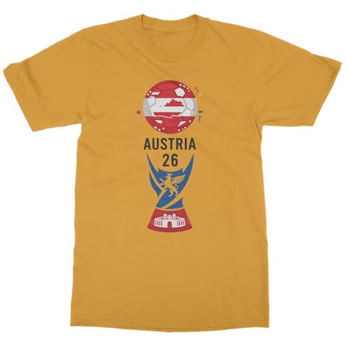 SWEET LEMONS Austria 26 Trophy Graphic | Soccer Pride Fans Unisex T-Shirt (Gold, X-Large)