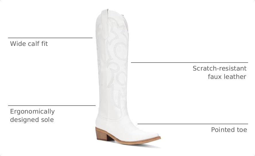 Image of Cowboy Boots for Women, Cowgirl Boots with Embroidered and Chunky Heel, Ideal for Daily Wear and Country Fashion