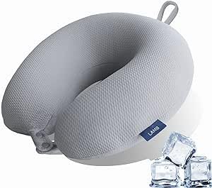 LAMB Cuscino da viaggio - Cuscino di supporto cervicale in memory foam - Cuscino cervicale portatile da viaggio da usare in aereo, in auto e a casa (Grigio) Pessimista 20 x 18