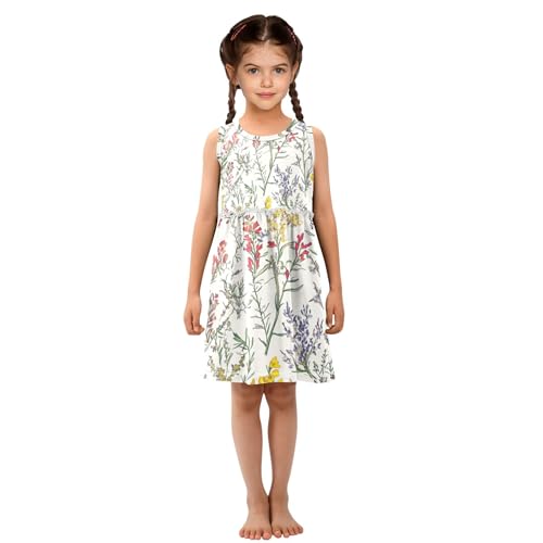 linqin Girls' Dress Kids Casual Sleeveless Summer Dresses for Girls 2-8 Years4