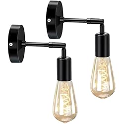 Lamparas De Pared Hierro Forjado Biqing Aplique de Pared Vintage, 2 piezas Retro Hierro Forjado Lámpara de Pared E27 Lámpara de noche para Sala de Estar, Dormitorio, Cuarto de baño,Noir