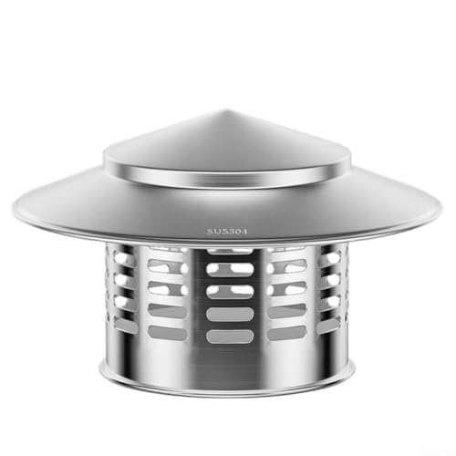 Bouchon de cheminée en acier inoxydable 304 avec barrière de pluie pour évacuation de toit du tuyau d'échappement, housse résistante à la rouille avec bords roulés de sécurité pour la protection de