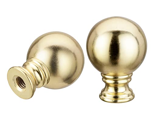 Image of Aspen Creative 24041-12, Ball Shape Finial for Lamp Shade, Steel in Brass Finish, 1-3 /8 inch Height, 2 Pack