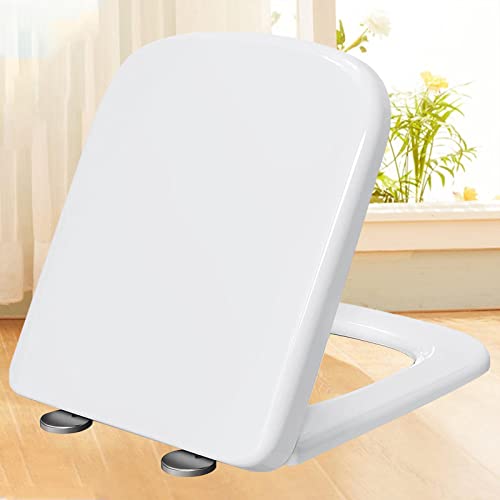 Siège de toilette durable géométrique blanc avec abattant soft close rigide - 2