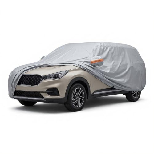Image of myTVS 100% Waterproof Car Body Cover for Kia Carens Clavis - Custom-Fit, Double-Layer, UV & Dust Proof, Mirror Pockets & Elastic Clip Lock (CSK 10A)