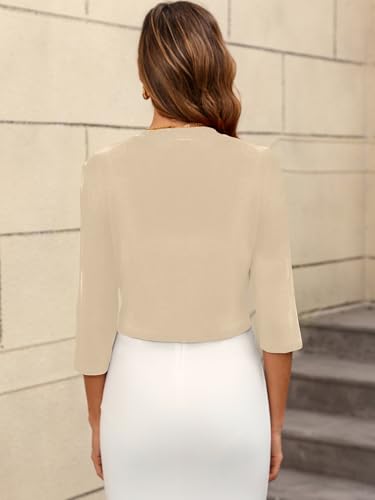 Image of Women's 3 /4 Sleeve Thin Shrugs Lightweight Open Front Cropped Cardigan for Women