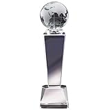8.75" Globe Crystal Trophy with 4 Lines of Custom Text