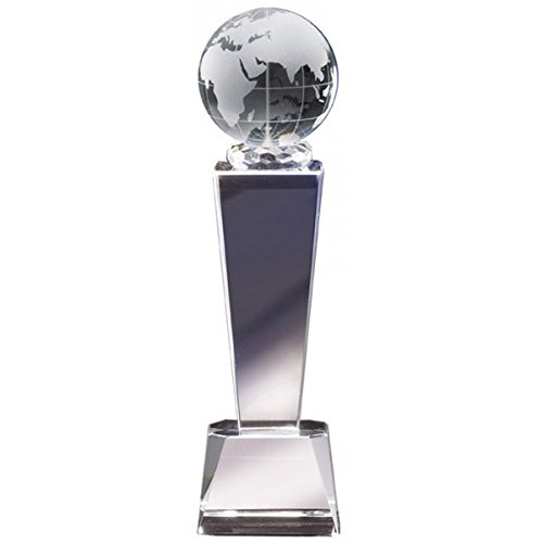 8.75" Globe Crystal Trophy With 4 Lines Of Custom Text #TOP8