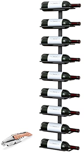 TheRackCo. Wall Series - Center Frame Metal Wall Mount Wine Bottle Rack, Black (9 Bottles) + Free...