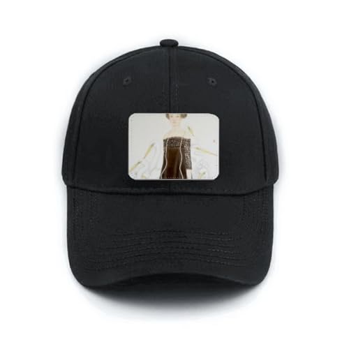 Casquette de baseball noire réglable contre le soleil avec motif artistique d'aigrette