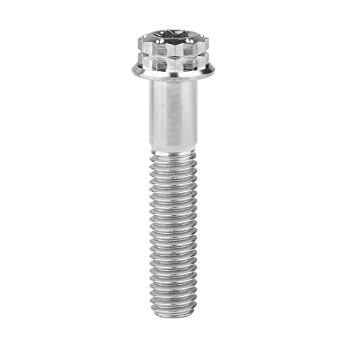 Image of Titanium Flange 12 Point Head M8 x15 20 25 30 35 40 45 50 55 60 65mm Screw Bolt Pack of 4 (M8x40mm, Normal Titanium)