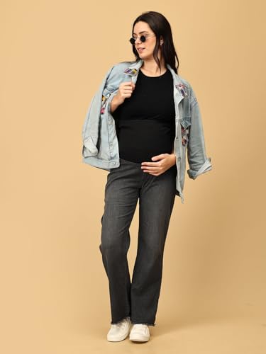 Image of The Mom Store Maternity Jeans for Women | Stretchy & Comfortable Denim Pants | Breathable & All-Day Comfort | Pre and Post Pregnancy Wear for New Mom Pant