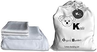 Koala 100% Organic Bamboo Bedding Set (Pearl White, Double/Queen (U.K. Standard))