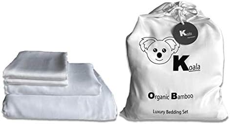 Koala 100% Organic Bamboo Bedding Set (Pearl White, Double/Queen (U.K. Standard))