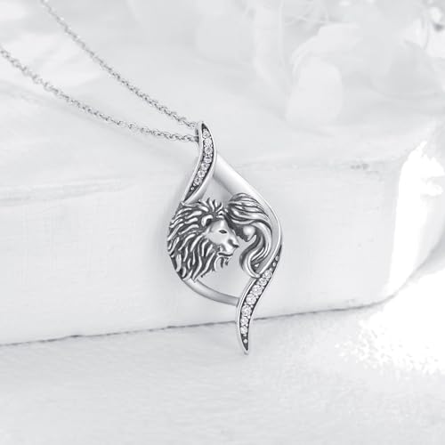 Lion Necklace for Women 925 Sterling Silver Lion and Women Pendant Animal Necklace Jewelry Gift for Women3