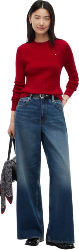Tommy Hilfiger Damen Co Cable C-nk Ls Sweater Ww0ww44993 Pullover Sweater, Himbeersaft, M – Ansicht 4