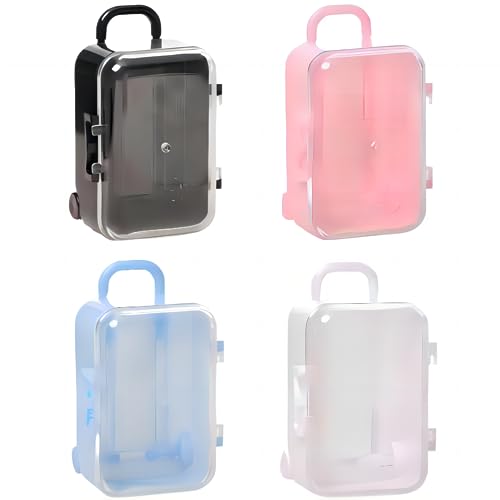 Baasid 4PCS Mini Plastic Travel Suitcase Boxes Suit for Wedding Party Decoration Handbag Luggage Storage Box Mini Luggage Suitcase Gift Box