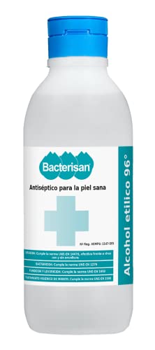 BACTERISAN, Alcohol 96º antiséptico para piel sana, limpieza y desinfección para piel sana, testado dermatológicamente