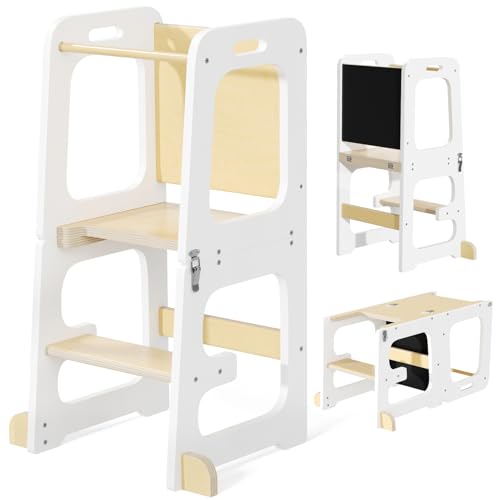 Step Stool for Kids Toddler Learning Kitchen Tower Stand Child Steps Stool for Kitchen Bathroom, White