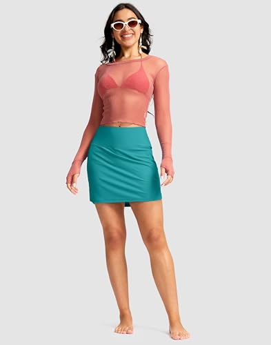 Image of SANTINY Women's 17'' Long Swim Skirt with Pockets High Waisted Modest Tummy Control Swimsuit Skirt Bathing Suit Bottoms