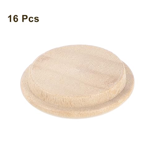 Image of uxcell 16Pcs Wood Button Plugs, 25mm /0.98 inch Hardwood Screw Hole Plug Mushroom Wooden Caps Buttons Wood Plug for Furniture Woodworking Craft Decor (30mm x 25mm)