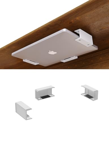 Soporte ajustable para laptop blanco para montaje bajo escritorio miniatura 1