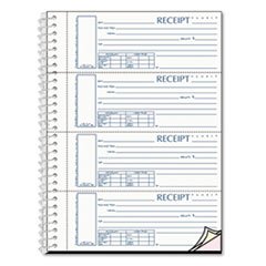(6 Pack Value Bundle) REDS16444WCL Spiralbound Unnumbered Money Receipt Book, 2 3/4 x 7, Three-Part, 120 Sets/Book