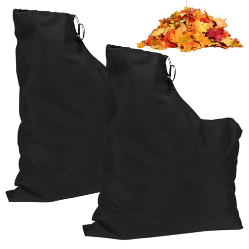 2 Stück Universal Laubsauger Fangsack Schwarz - Kompatibel mit Reißverschluss für Einhell Laubbläser & Laubsauger - Großer Auffangsack aus Oxford-Stoff für Garten, Rasen - Laubsaugerbeutel mit Belüftu